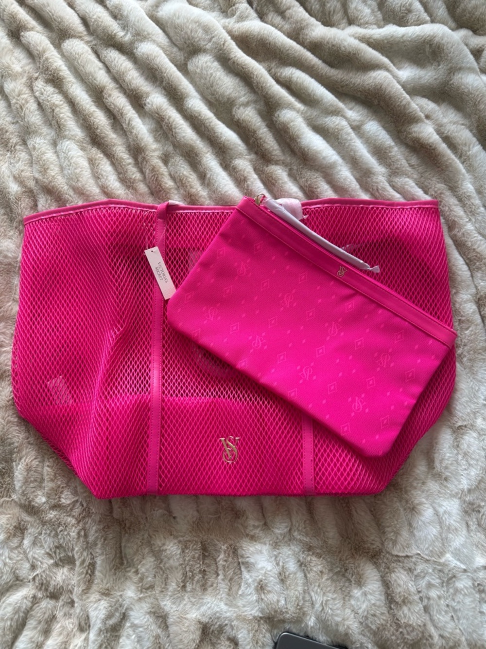 Victoria’s Secret Pink Mesh Tote with Pouch NWT
